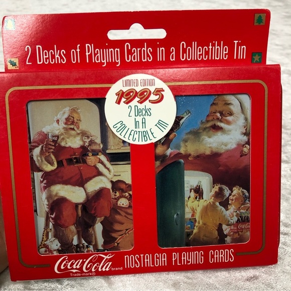1995 Limited Edition Coca Cola Santa cards in Christmas collectible tin - Picture 1 of 7
